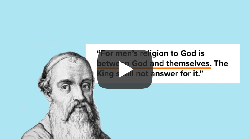 videos-baptist-freedom-fighters Thumbnail for Baptist Freedom Fighters video showing an old engraving of a bearded man with a quote next to him on a light blue background