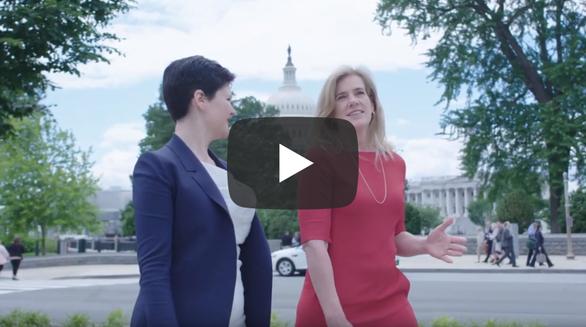 Video thumbnail for Meet BJC with Amanda Tyler on the left and Holly Hollman on the right, walking.