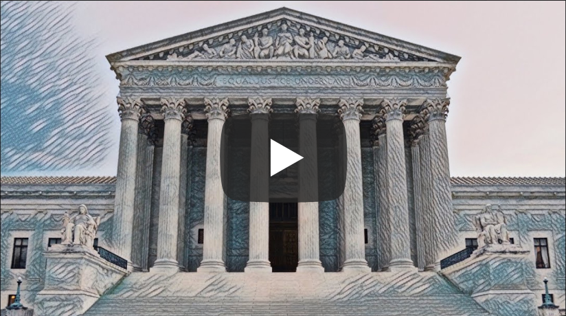 Video thumbnail photo illustration of the US Supreme Court building