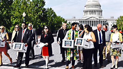 two people walking down the white marble steps of the Supreme Court building