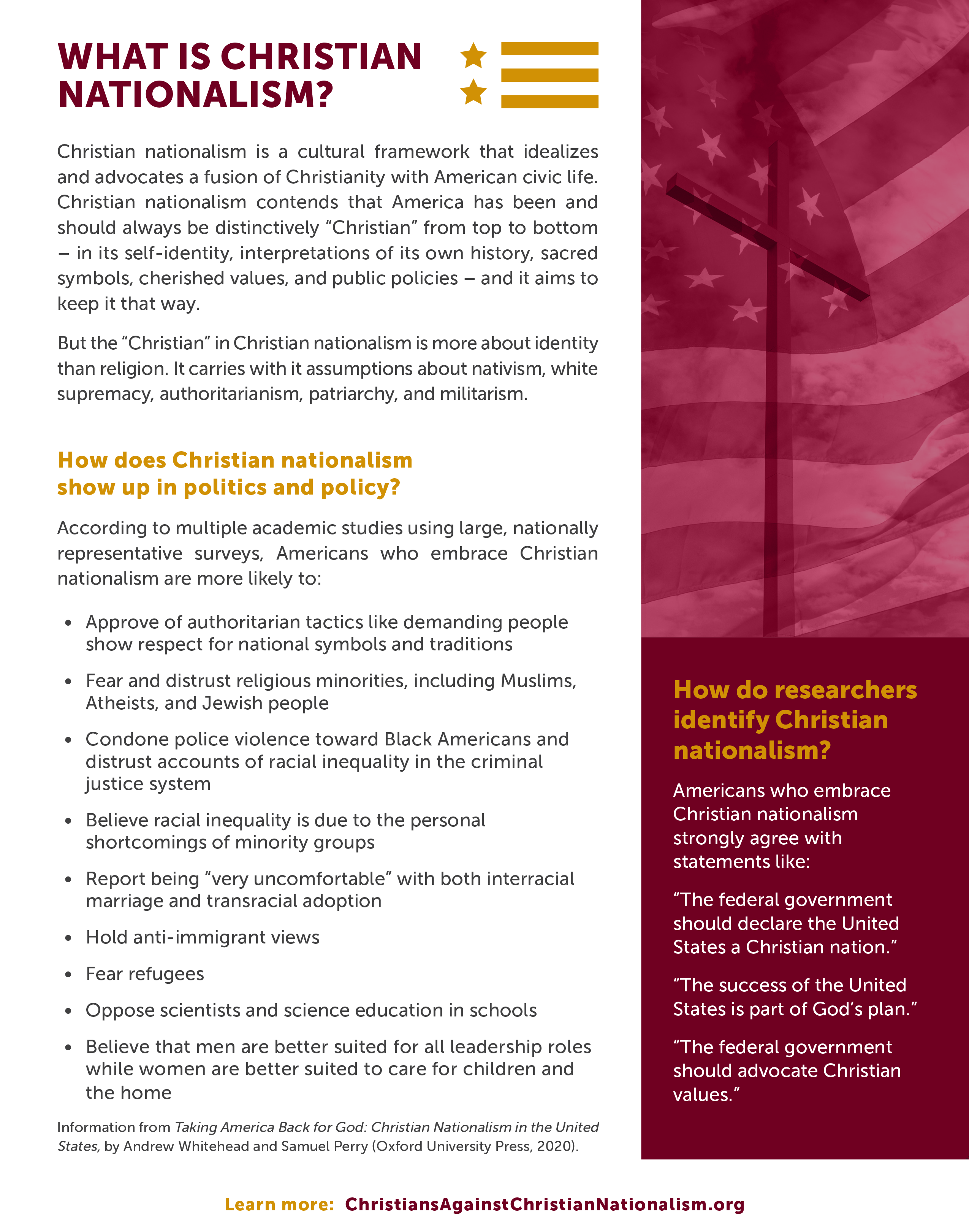 What is Christian nationalism handout image