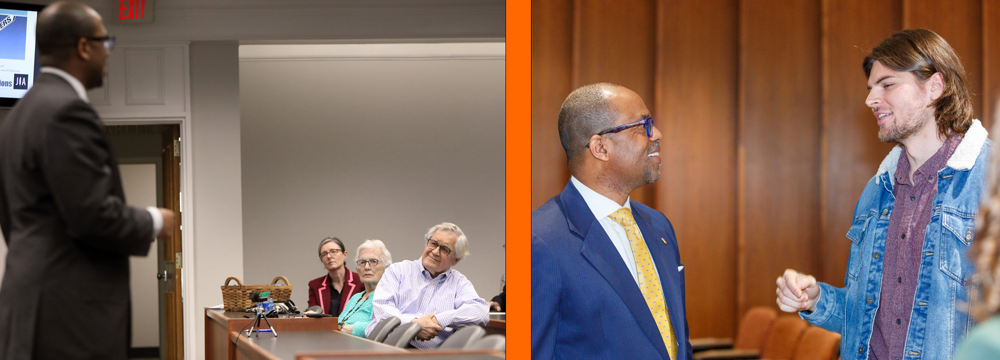 Gathered for the presentation at Mercer University’s McAfee School of Theology are (from left to right) Rev. Dr. Otis Moss III, visiting professor of preaching at McAfee School of Theology; Rev. Dr. Jay Augustine; BJC Executive Director Amanda Tyler; Rev. Dr. C. Gregory DeLoach, Dean of McAfee School of Theology; BJC Director of Education Charles Watson Jr.; BJC Director of Strategic Partnerships Rev. Dr. Dan Hamil.