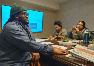 Dr. Kylan Pew leads participants through the “Graphic Facilitation” exercise to capture and interpret conversations in new ways.