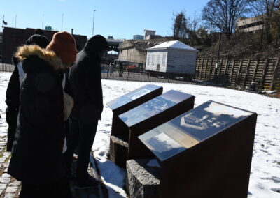 Immersion Scholars read about the grounds of Lumpkin’s Jail, which transformed from a place of abuse to one of learning.