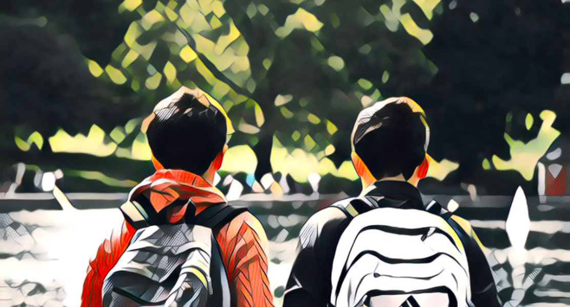 Students with backpacks